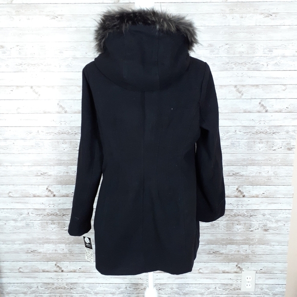 Maralyn & Me Coat XL Faux Fur Trim Asymmetrical Zipper F - Picture 4 of 8